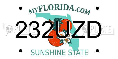 232UZD Florida License Plate