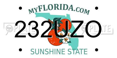 232UZO Florida License Plate