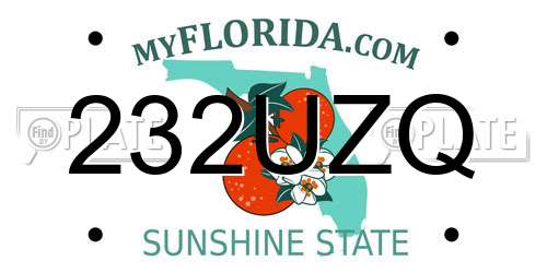 232UZQ Florida License Plate