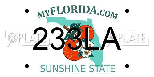 233LA Florida License Plate