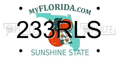 233RLS Florida License Plate
