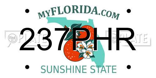 237PHR Florida License Plate