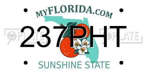 237PHT Florida License Plate