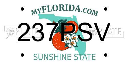237PSV Florida License Plate