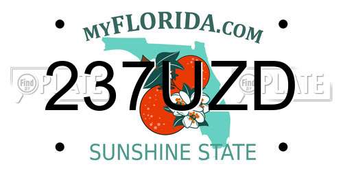 237UZD Florida License Plate