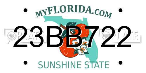 23BB722 Florida License Plate