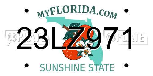 23LZ971 Florida License Plate