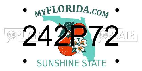 242P72 Florida License Plate
