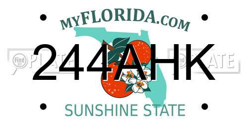 244AHK Florida License Plate