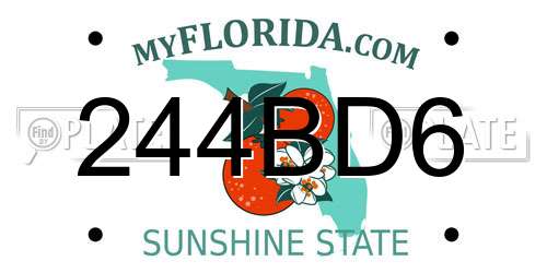 244BD6 Florida License Plate