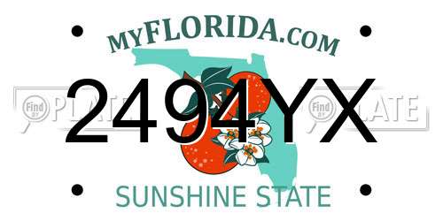 2494YX Florida License Plate