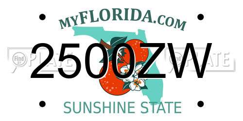 2500ZW Florida License Plate