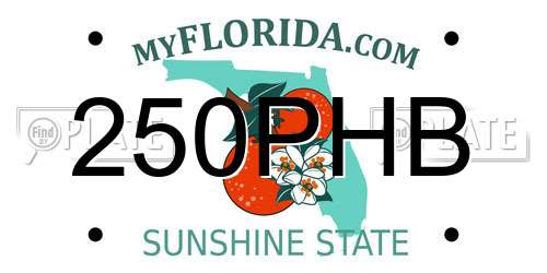250PHB Florida License Plate