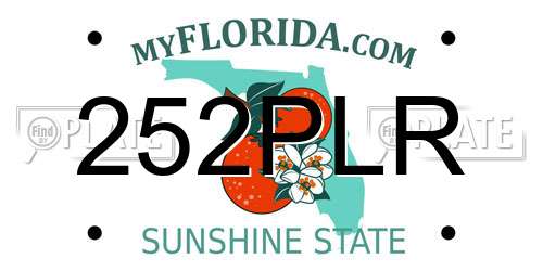 252PLR Florida License Plate