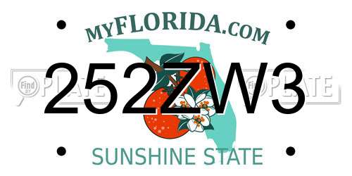 252ZW3 Florida License Plate