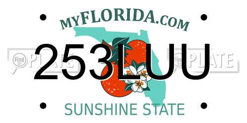 253LUU Florida License Plate