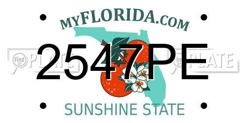 2547PE Florida License Plate