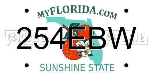 254EBW Florida License Plate
