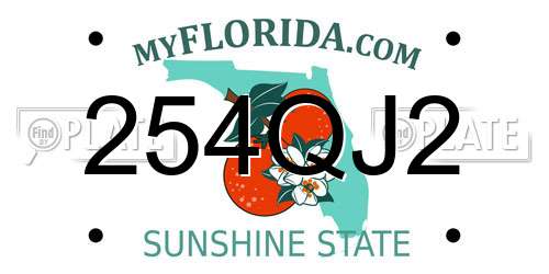 254QJ2 Florida License Plate