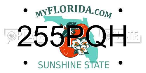 255PQH Florida License Plate