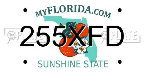 255XFD Florida License Plate
