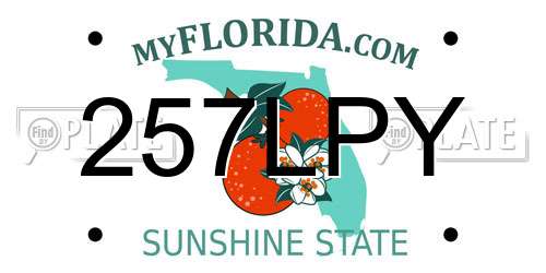 257LPY Florida License Plate