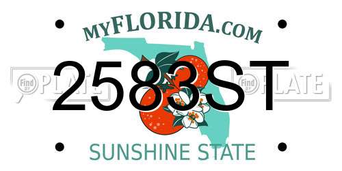 2583ST Florida License Plate
