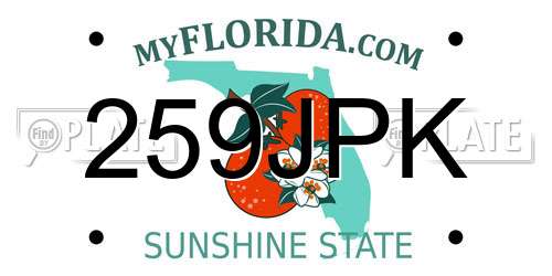 259JPK Florida License Plate