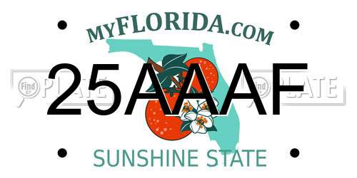 25AAAF Florida License Plate