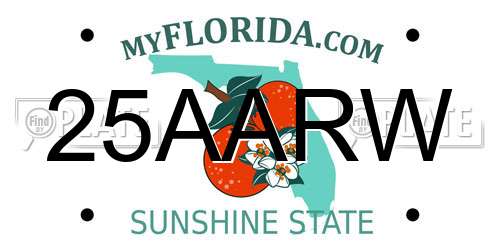 25AARW Florida License Plate