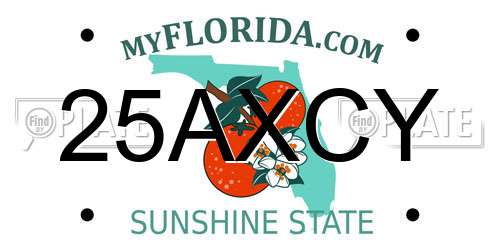 25AXCY Florida License Plate