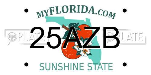25AZB Florida License Plate