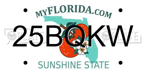 25BQKW Florida License Plate