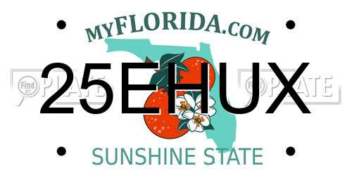 25EHUX Florida License Plate