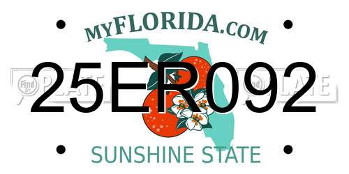 25ER092 Florida License Plate