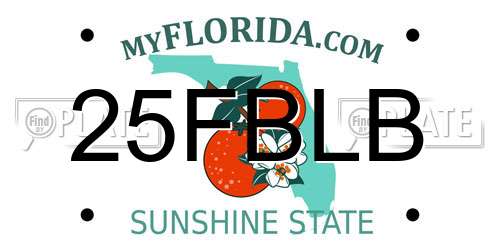 25FBLB Florida License Plate