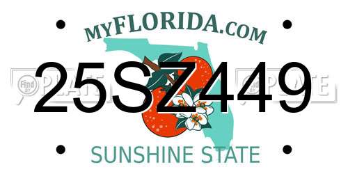25SZ449 Florida License Plate