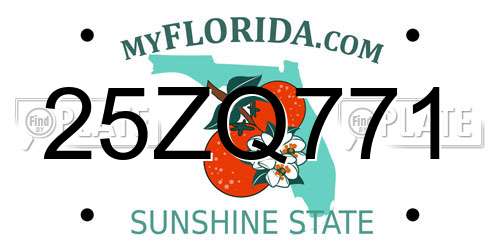25ZQ771 Florida License Plate