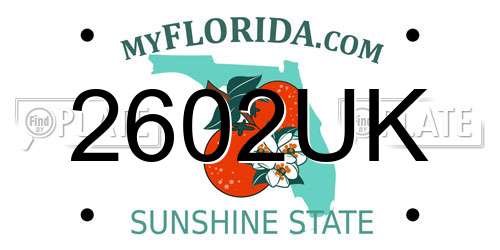 2602UK Florida License Plate