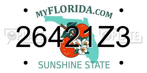 26421Z3 Florida License Plate