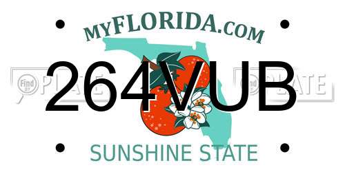 264VUB Florida License Plate