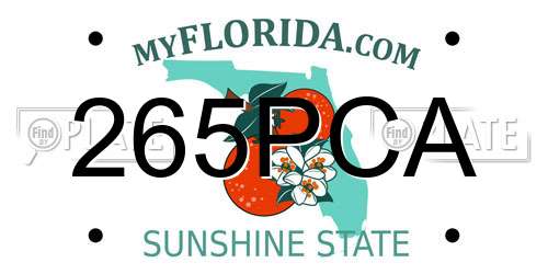 265PCA Florida License Plate