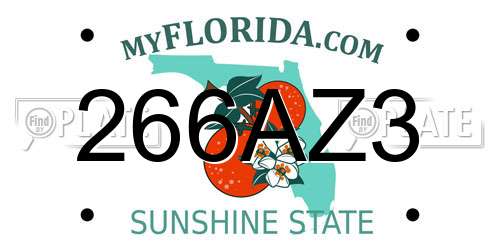 266AZ3 Florida License Plate