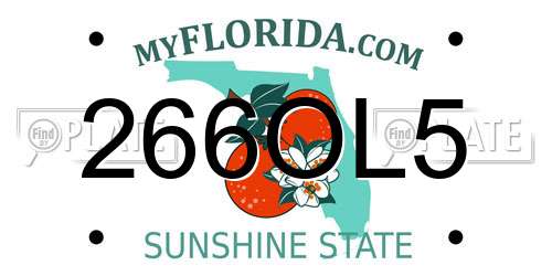 266OL5 Florida License Plate