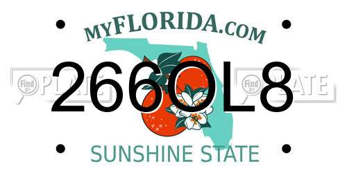 266OL8 Florida License Plate