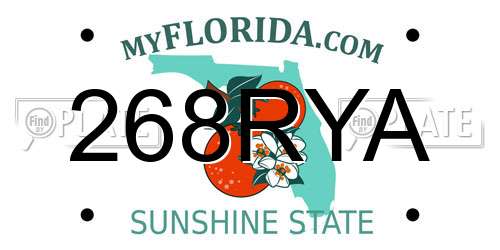 268RYA Florida License Plate