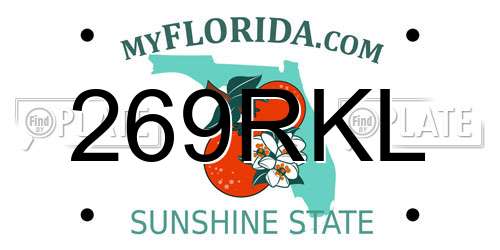 269RKL Florida License Plate