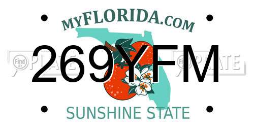 269YFM Florida License Plate