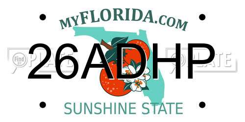 26ADHP Florida License Plate
