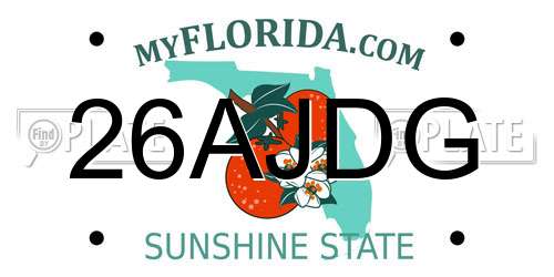 26AJDG Florida License Plate